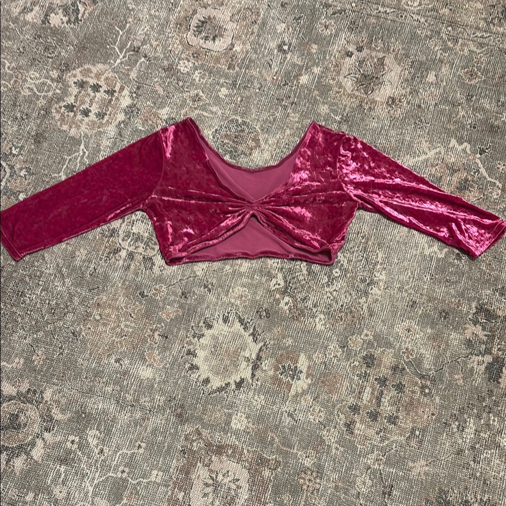 Vintage Velvet 3/4 Sleeve Choli Top in Pink